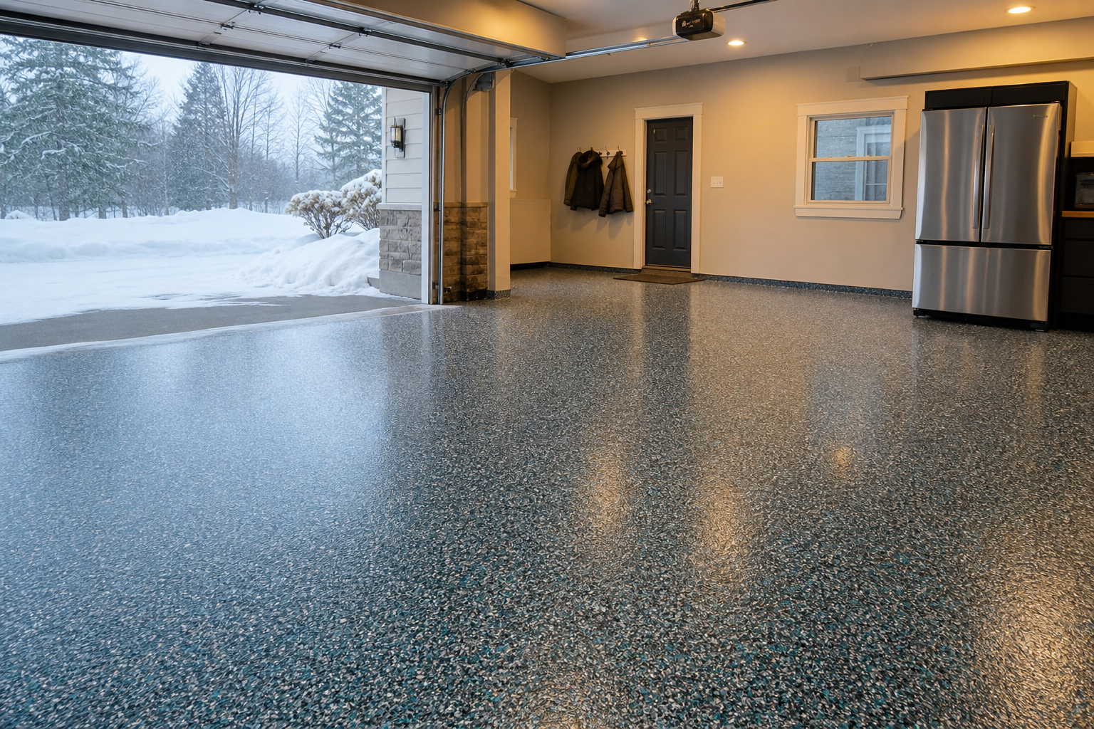 Epoxy Floors in a Michigan Winter: Road Salt, Freeze-Thaw, and What Actually Holds