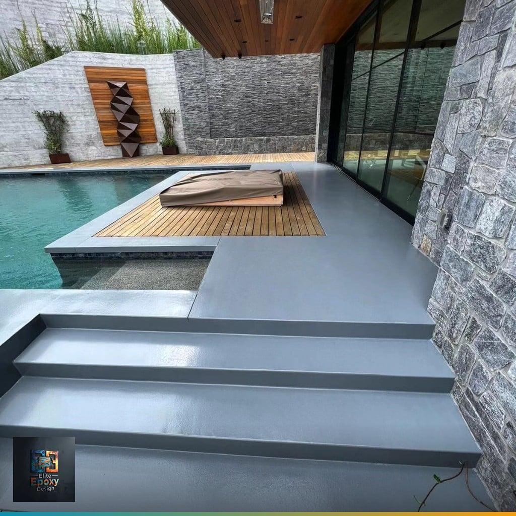 Patio with an outdoor epoxy coating