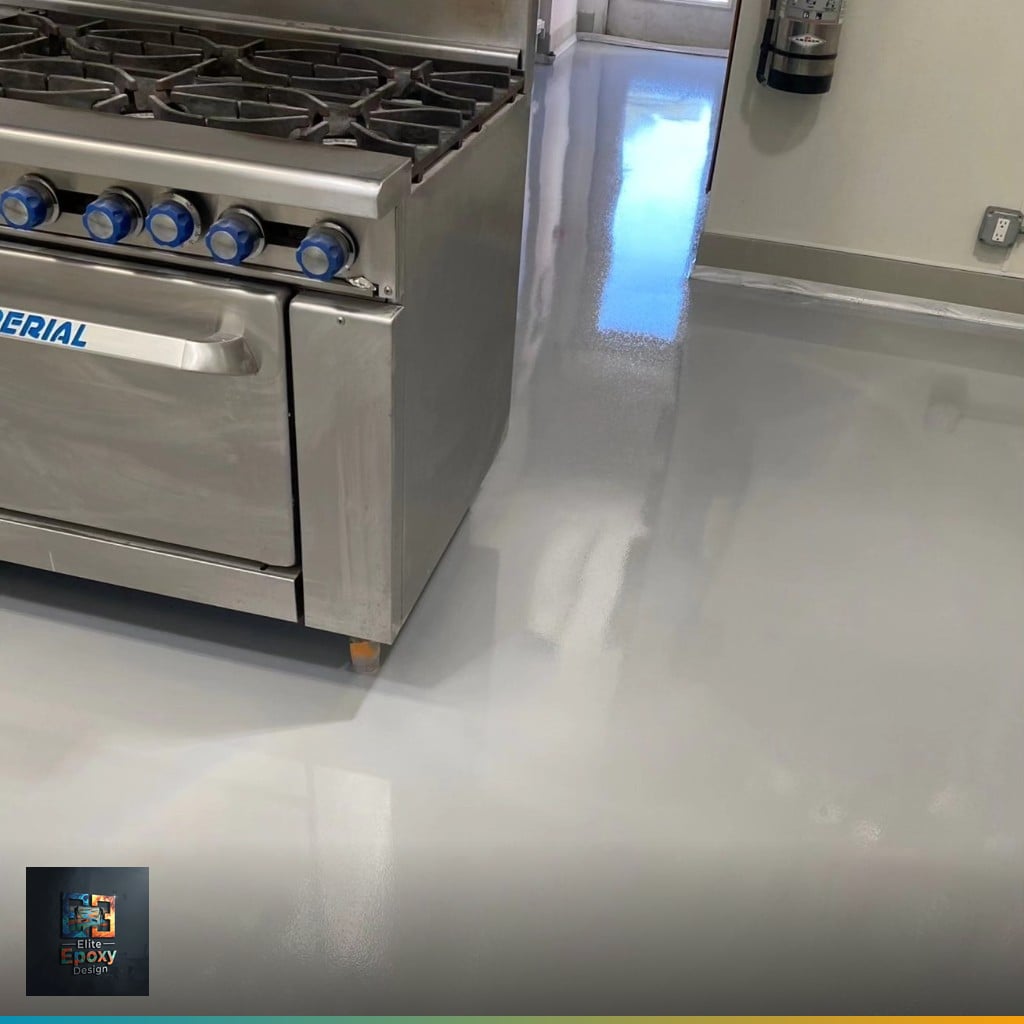 Seamless commercial kitchen epoxy floor in Metro Detroit